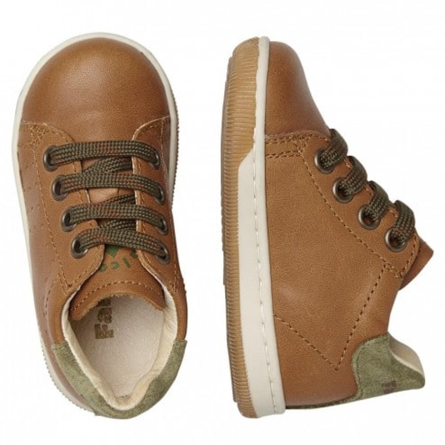 Ragazzo FALCOTTO | Falcotto Adam - Sneakers In Pelle E Camoscio Con Lacci - Cognac-Verde Militare