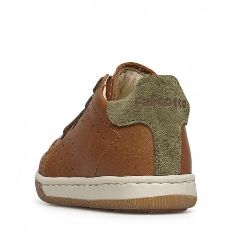 Ragazzo FALCOTTO | Falcotto Adam - Sneakers In Pelle E Camoscio Con Lacci - Cognac-Verde Militare