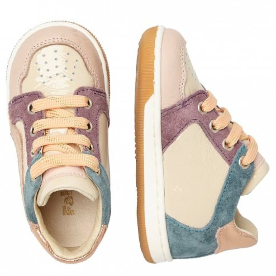 Ragazza FALCOTTO | Falcotto Abeia - Sneakers In Pelle E Vernice - Rosa Cipria-Menta