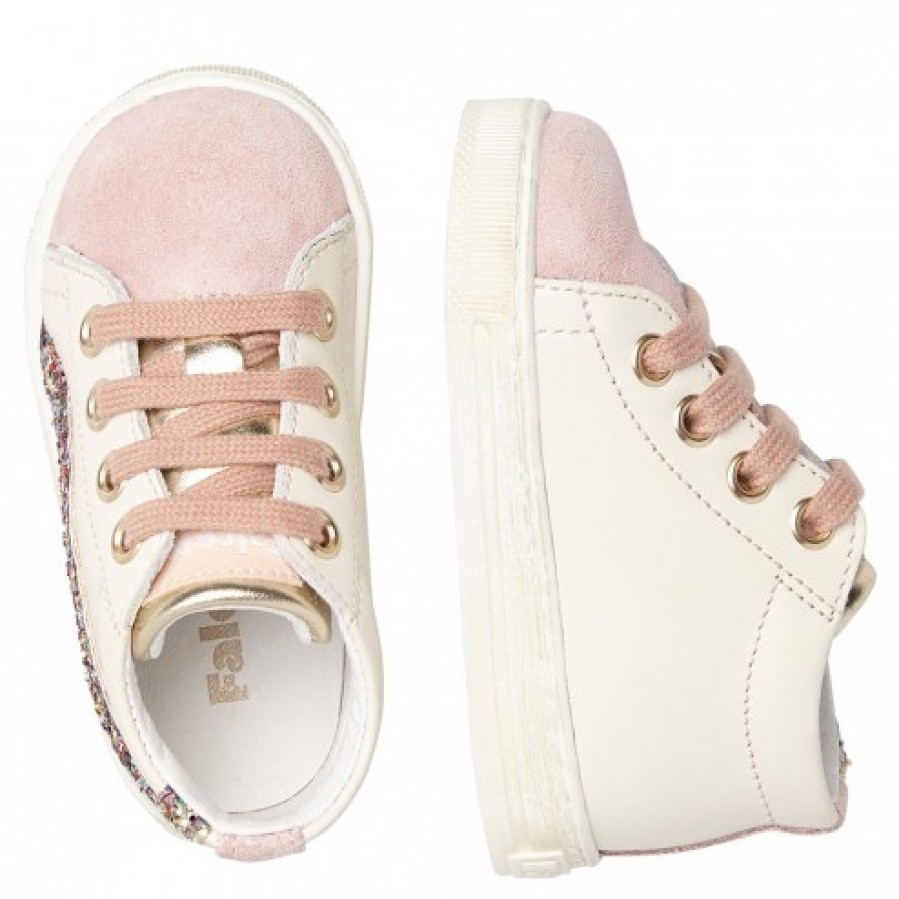 Ragazza FALCOTTO | Falcotto Pomko - Sneakers In Pelle E Camoscio - Platino-Latte