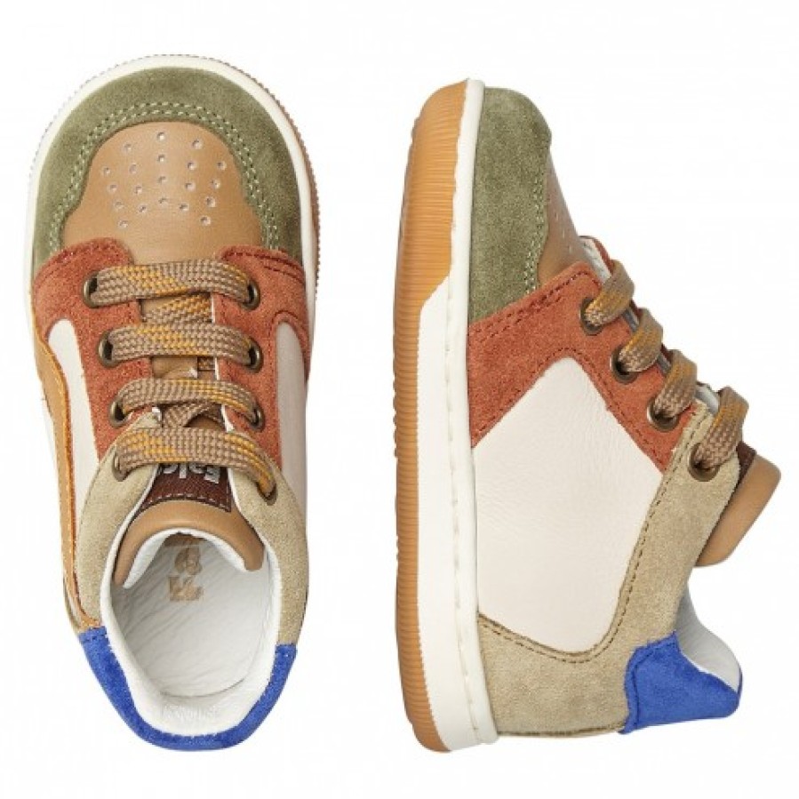 Ragazzo FALCOTTO | Falcotto Abeia - Sneakers In Pelle E Camoscio - Beige-Verde Militare