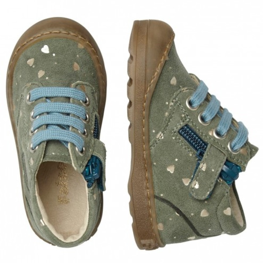 Ragazza FALCOTTO | Falcotto Labloom Zip - Sneakers In Pelle Scamosciata - Verde-Azzurro