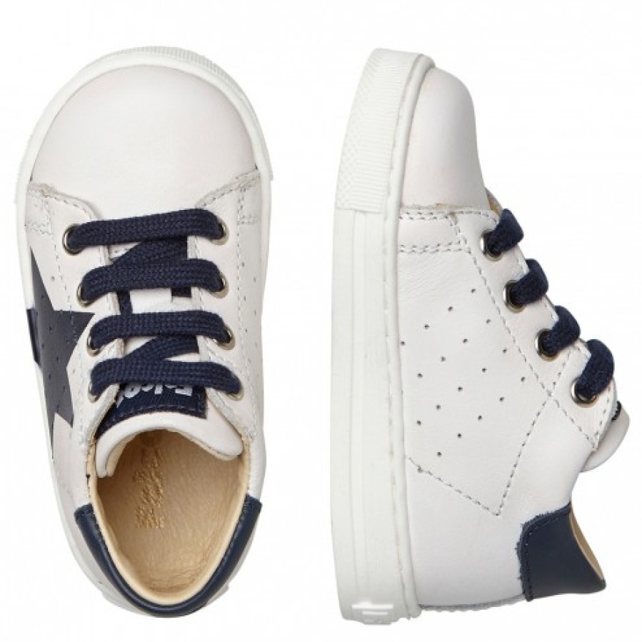 Ragazzo FALCOTTO | Falcotto Venus - Sneakers In Vitello Con Dettaglio Maxi Stella Colorata - Bianco-Navy