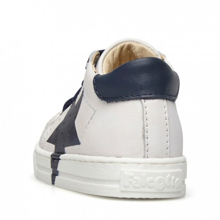 Ragazzo FALCOTTO | Falcotto Venus - Sneakers In Vitello Con Dettaglio Maxi Stella Colorata - Bianco-Navy