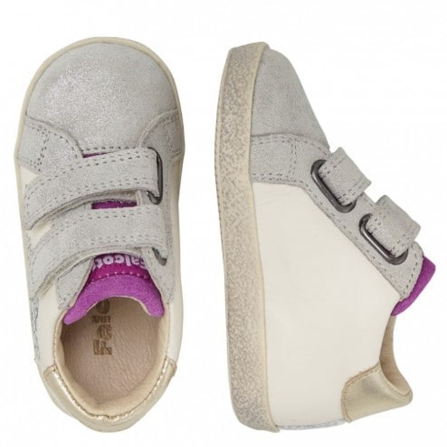 Ragazza FALCOTTO | Falcotto Alnoite High Vl - Sneakers In Pelle E Camoscio - Argento-Latte