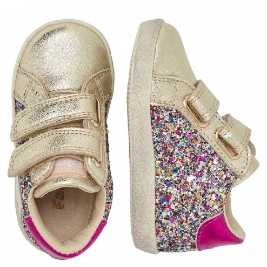 Ragazza FALCOTTO | Falcotto Alnoite High Vl - Sneakers In Pelle Con Glitter - Platino-Fucsia