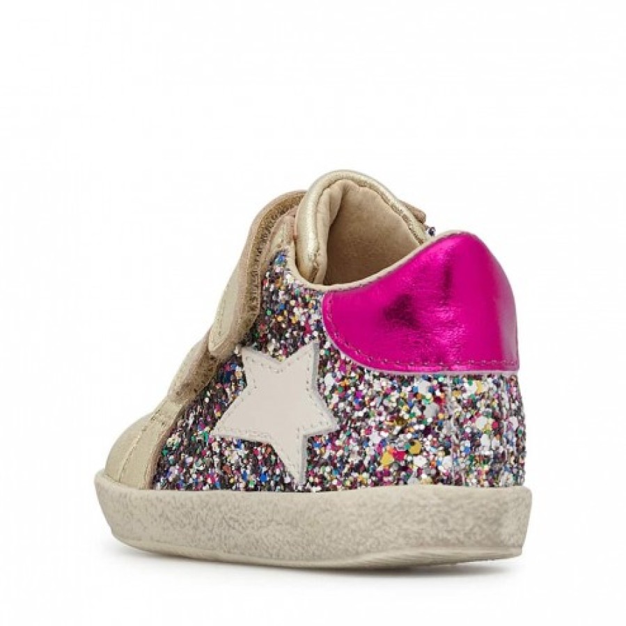 Ragazza FALCOTTO | Falcotto Alnoite High Vl - Sneakers In Pelle Con Glitter - Platino-Fucsia