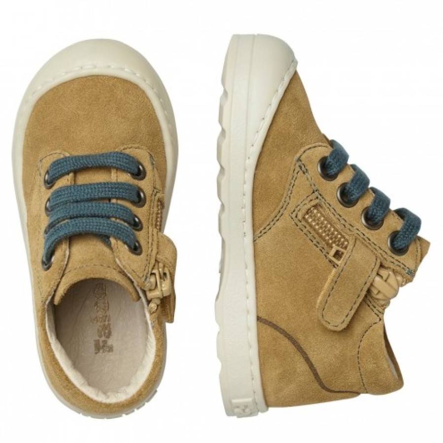 Ragazzo FALCOTTO | Falcotto Labloom Zip - Sneakers In Pelle Scamosciata - Zucca-Verde Scuro