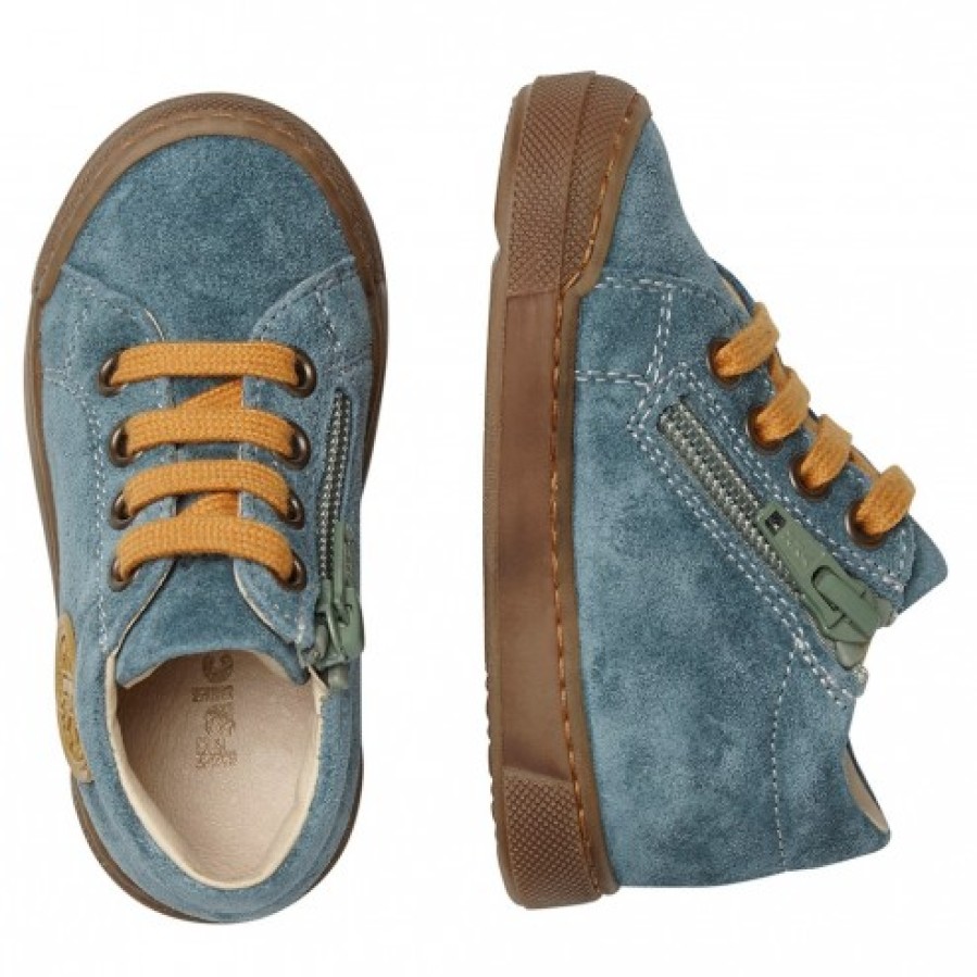 Ragazzo FALCOTTO | Falcotto Alstro Zip - Sneakers In Camoscio - Menta-Zucca