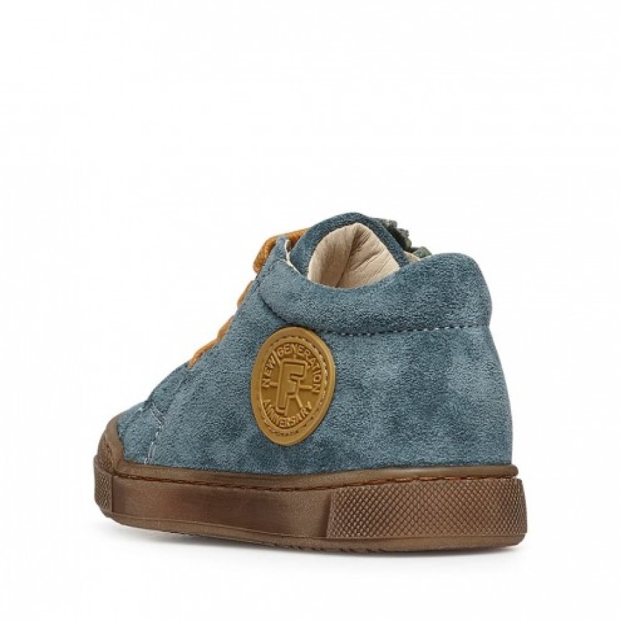 Ragazzo FALCOTTO | Falcotto Alstro Zip - Sneakers In Camoscio - Menta-Zucca