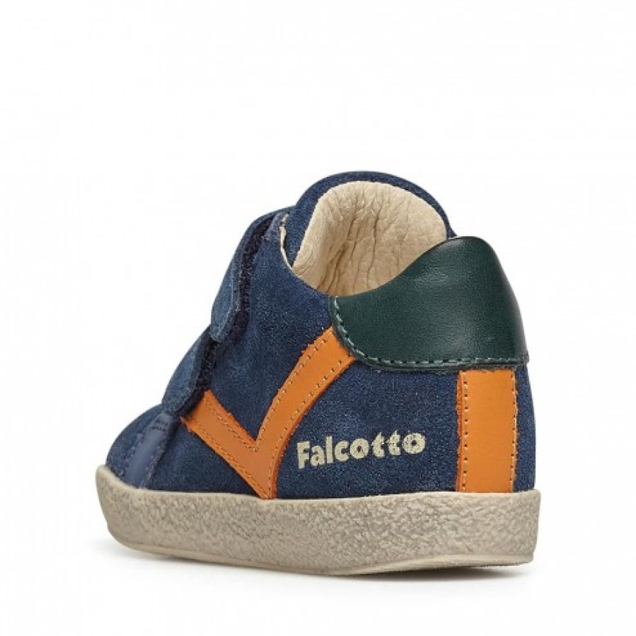 Ragazzo FALCOTTO | Falcotto Panki Vl - Sneakers In Pelle E Camoscio - Blu-Arancio