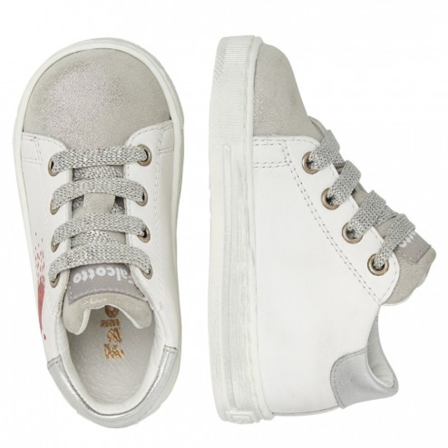 Ragazza FALCOTTO | Falcotto Corrason - Sneakers In Pelle E Camoscio - Bianco-Argento