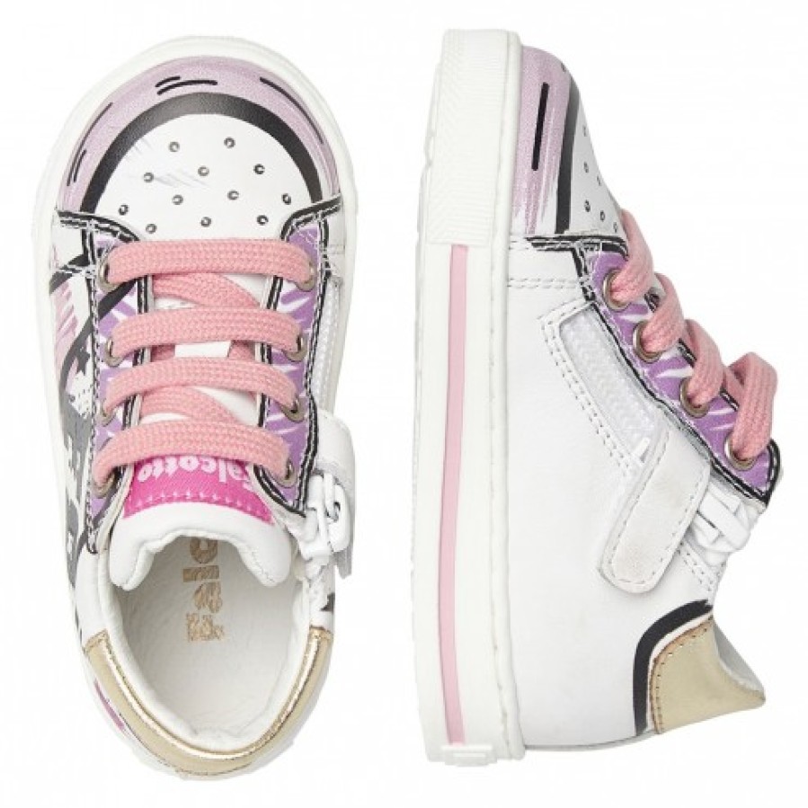 Ragazza FALCOTTO | Falcotto Flurriny Zip - Sneakers In Pelle - Rosa-Bianco