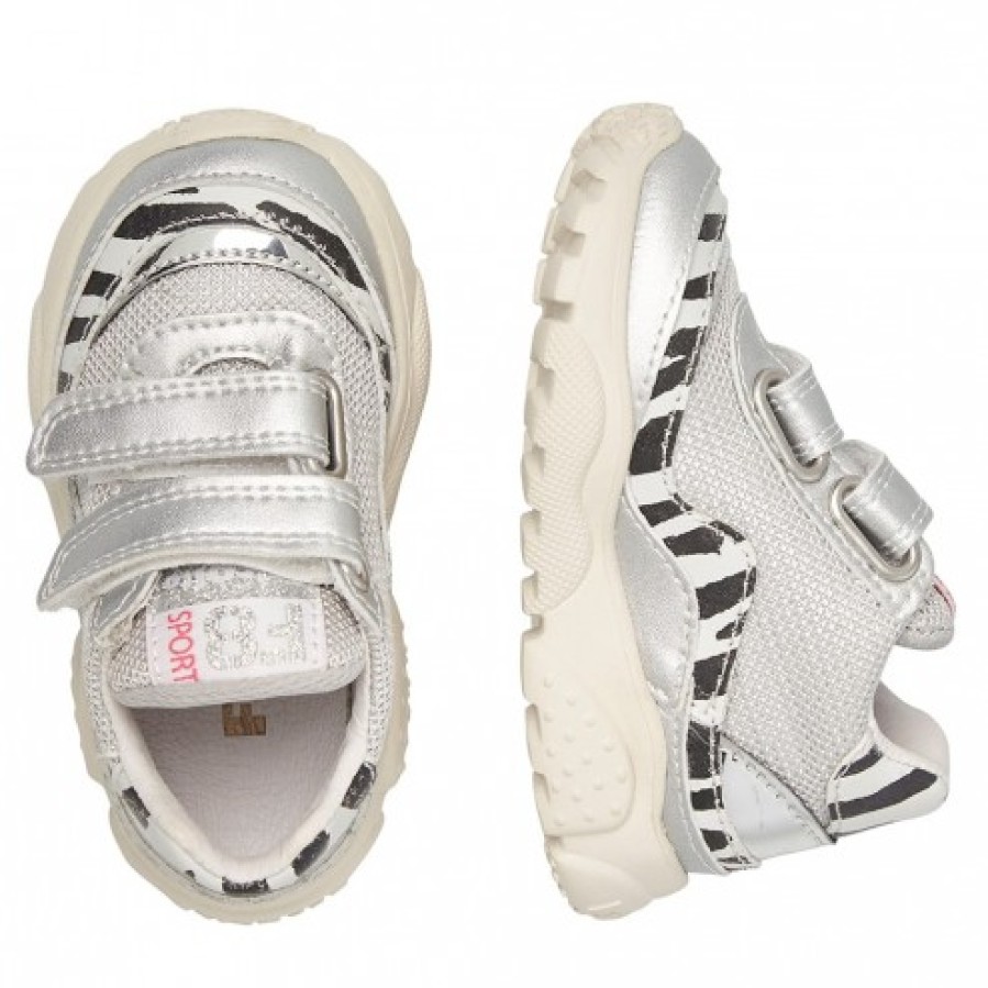 Ragazza FALCOTTO | Falcotto Amantea Vl. - Sneakers In Pelle E Tessuto Tecnico - Argento