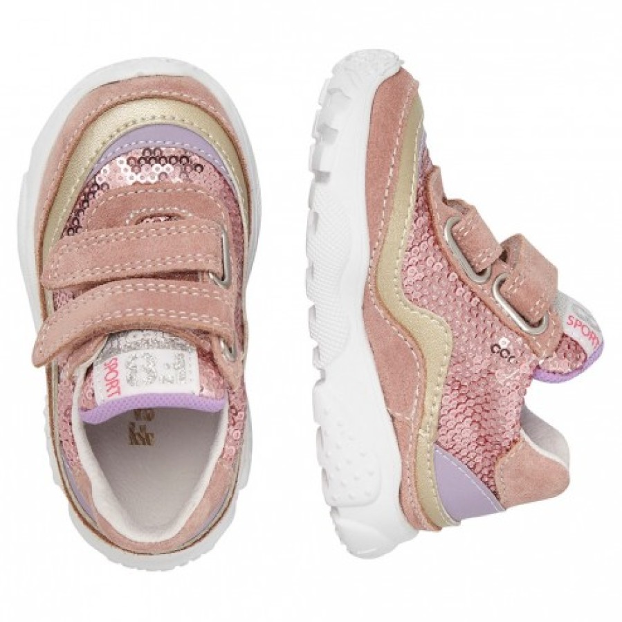 Ragazza FALCOTTO | Falcotto Amantea Vl. - Sneakers In Pelle Scamosciata E Tessuto - Rosa