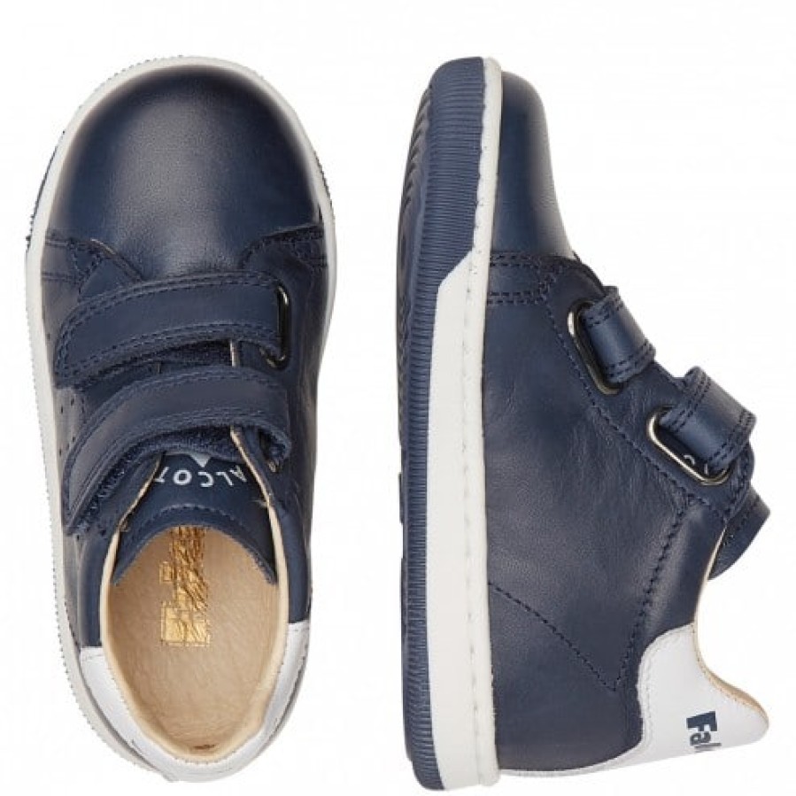 Ragazzo FALCOTTO | Falcotto Adam Vl - Sneakers In Nappa Con Velcro - Blu-Bianco