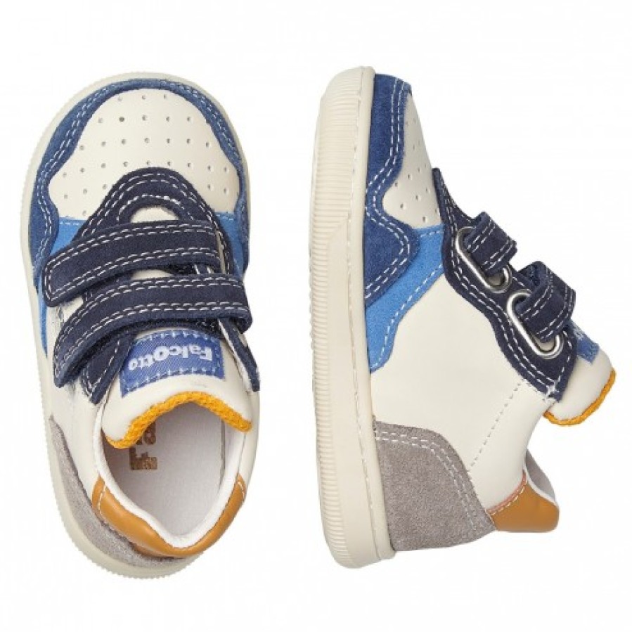 Ragazzo FALCOTTO | Falcotto Klip Vl. - Sneakers In Pelle E Camoscio - Bianco-Azzurro