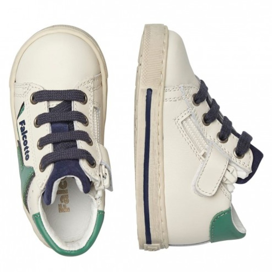 Ragazzo FALCOTTO | Falcotto Solsal Zip - Sneakers In Pelle - Bianco-Verde